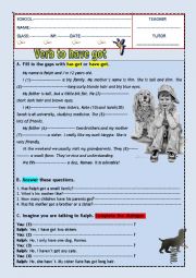 English Worksheet: Verb have got