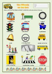 English Worksheet: The Wheels on the Bus/First Listening 