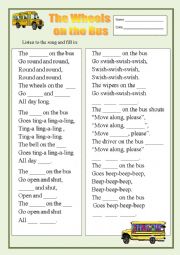 English Worksheet: The Wheels on the Bus