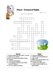 English Worksheet: Directions and Locations Crossword Puzzle