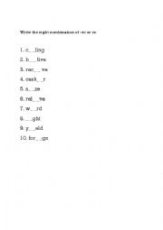 English Worksheet: ie or ei 