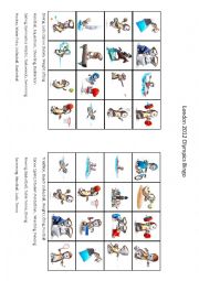 English Worksheet: London Olympic Games Bingo Part 3