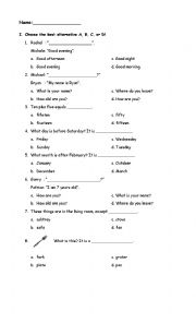 English Worksheet: Daily things