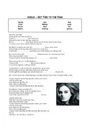 English Worksheet: Set Fire to The Rain