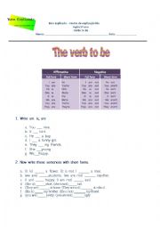 English Worksheet: Verb to be