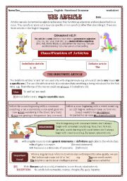 English Worksheet: The Articles 1/3