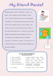 English Worksheet: MY FRIEND DANIEL