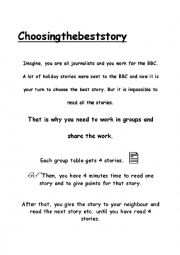 English Worksheet: Choosing the best story - group work