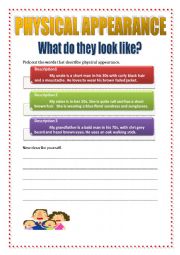 English Worksheet: Physical Appearance