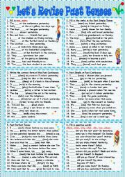 English Worksheet: Lets Revise Past Tenses