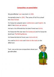 English Worksheet: composition: about my grandfather