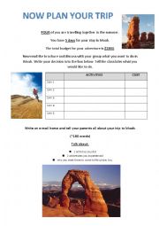 English Worksheet: Plan your Moab Adventure