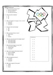 English Worksheet: London Olympic Games 2012 Quiz