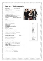 English Worksheet: Paramore - The Only exception
