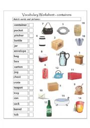 English Worksheet: containers