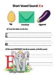 English Worksheet: SHORT e VOWEL SOUND