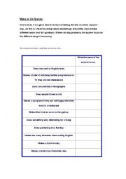 English Worksheet: Make or Do Survey