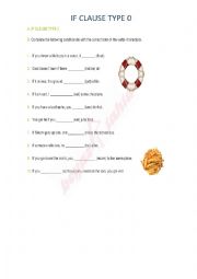 English Worksheet: if clause type -0