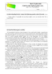 English Worksheet: The English Language