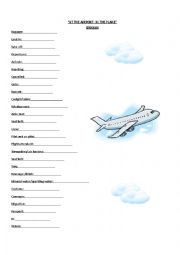 English Worksheet: AT THE AIRPORT-IN THE  PLANE