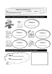 English Worksheet: WORKSHEET PETS