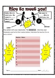 English Worksheet: Nice to meet you Role Play (Related to One Piece PPP)