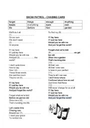 English Worksheet: Snow Patrol - Chasing Cars