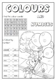 English Worksheet: colours and numbers test (Happy House1)