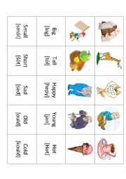 Adjectives for young children - playing cards