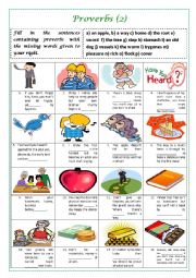 English Worksheet: PROVERBS (2) (with key)