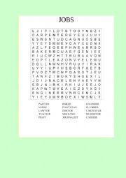 English Worksheet: Jobs Wordsearch