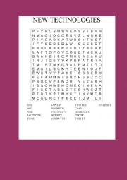 English Worksheet: New technologies wordsearch