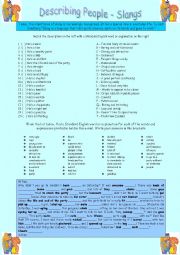 English Worksheet: Slangs to describe people