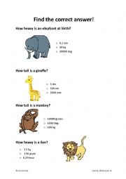 English Worksheet: Find the correct answer