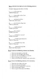 English Worksheet: grammar test (there is	here are)