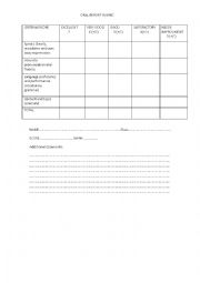 English Worksheet: oral report rubric