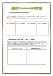 English Worksheet: Months, seasons and weather
