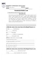 English Worksheet: Review about Simple Present