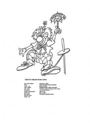 English Worksheet: Color the Clown