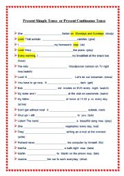 English Worksheet: present simple tense and present con