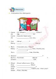 English Worksheet: greeting