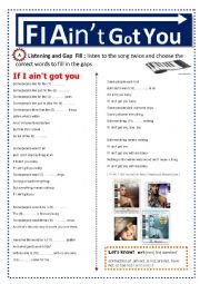 English Worksheet: If i aint got you 