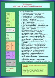 English Worksheet: Prepositions used after the verbs followed by gerund