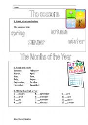 English Worksheet: Seasons and months