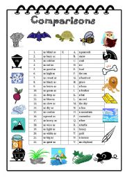 English Worksheet: Comparisons 