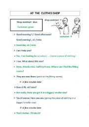 English Worksheet: clothes shopping (dialogue)