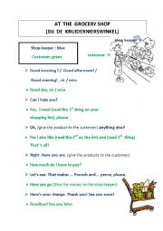 English Worksheet: grocery shopping (dialogue)