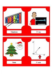 English Worksheet: Alphabet Words - X  (flash cards)