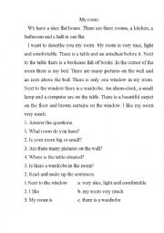 English Worksheet: My room