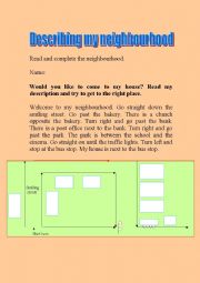 English Worksheet: Complete my neighbourhood